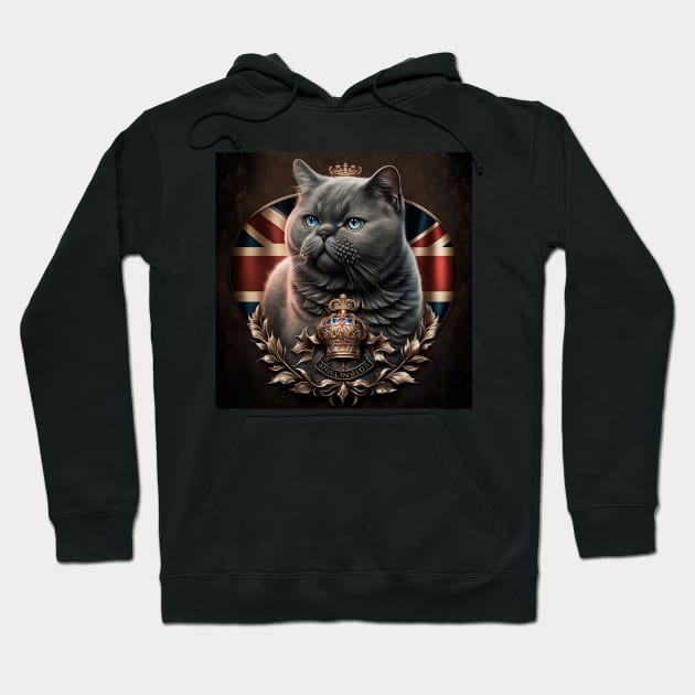 Proud British Shorthair With A Great Britain Flag Hoodie by Enchanted Reverie